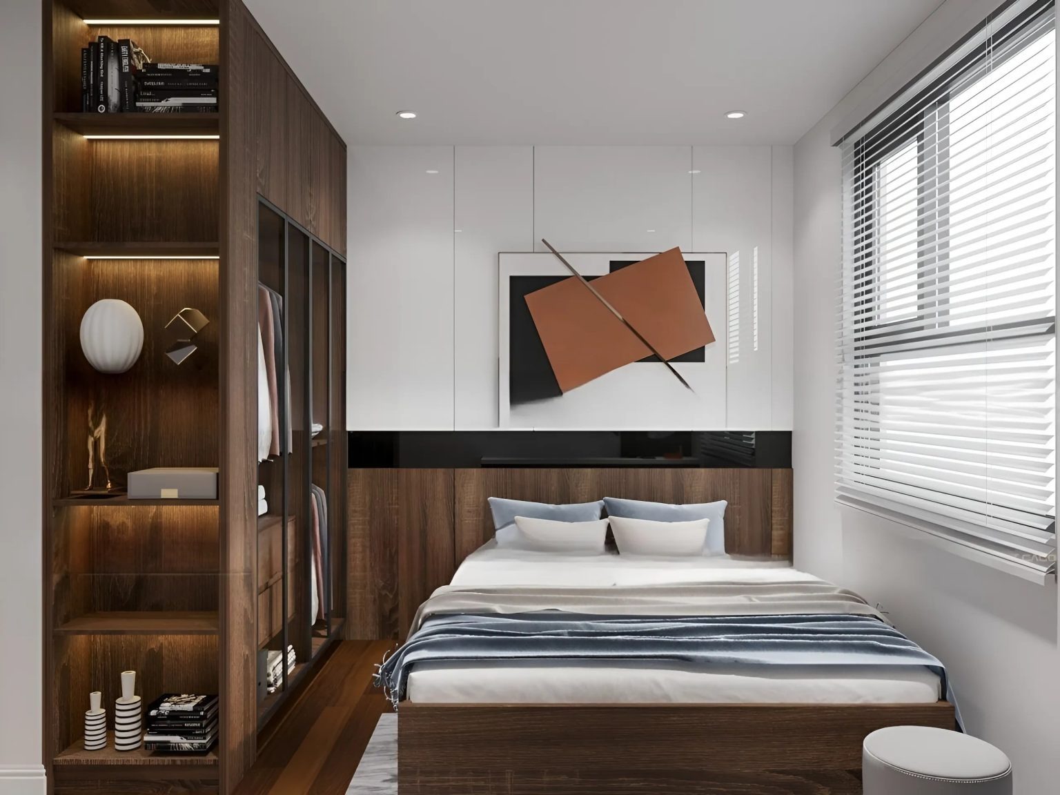 Phòng Ngủ Gỗ Công Nghiệp MDF Nâu Vân Gỗ Cao Cấp - TD03 1 Phòng Ngủ Gỗ Công Nghiệp MDF Nâu Vân Gỗ Cao Cấp - TD03