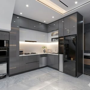 Tủ bếp MDF phủ Melamin Cánh Acrylic CN33