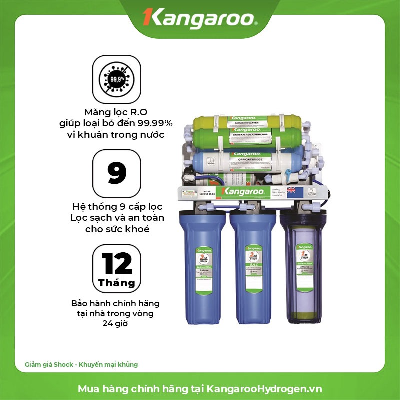 Máy lọc nước Kangaroo 9 lõi Không vỏ KGRP12 model 2025 1 Máy lọc nước Kangaroo 9 lõi Không vỏ KGRP12 model 2025