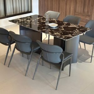 Bàn ghế ăn nhập khẩu C107 mặt đá tinh thể